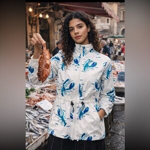 Anthropologie NWT Pepaloves Lobster Print
Rain Jacket size M.